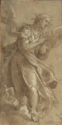 Un ángel de pie y dos querubines, ca. 1566