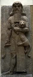 Héroe Gilgamesh dominando un león, 722-705 a.C.