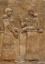 Sargón II y dignatario, relieve del palacio del rey Sargón en Khorsabad, c.716-713 a.C.