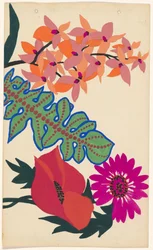 Diseño para bordar hojas y flores