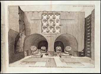 Interior de una Pirámide - en "Sphynx mystagoga" por Athanase Kircher