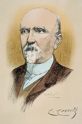 Retrato del escritor y periodista italiano Carlo Collodi (Lorenzini) (1826-1890) autor de Pinocho. Dibujo de Attilio Mussino (1878-1954)