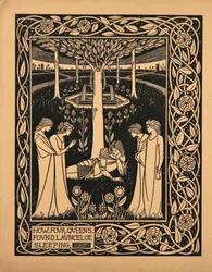 Cómo cuatro reinas encontraron a Lancelot durmiendo. Ilustración del libro Le Morte d
