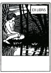 Viñeta ex libris (ex libris) de Aubrey Beardsley (1872-1898)