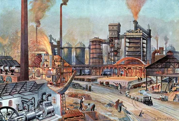 Industria siderúrgica en Alemania, c1880 (ilustración)