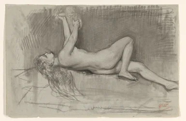 Estudio de desnudo de mujer reclinada