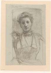 Retrato de una mujer, medio en la cara