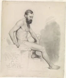 Estudio de un desnudo masculino sentado, a la derecha