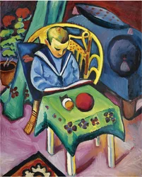 Niño con libro y juguetes, 1912