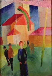 Iglesia decorada con banderas