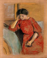 Elisabeth con vestido rojo