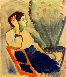 Mujer en silla roja