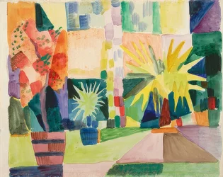 Jardín en el lago Thun (granado y palmera en el jardín). 1914