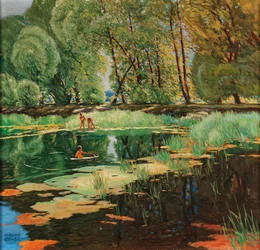 Escena de baño de August Rieger