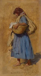 La esposa de un granjero sonándose la nariz, ca. 1871-1874