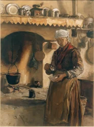 Campesina italiana en el fogón