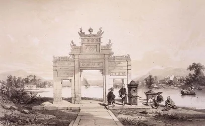 Arco de Triunfo en el canal Macao-Cantón, lámina 19 de 