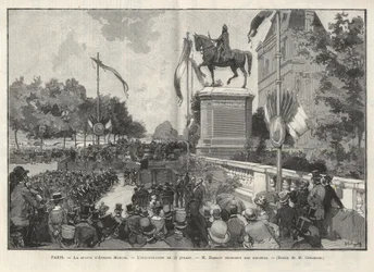 París - Discurso del Sr. Darlot durante la inauguración el 15 de julio de 1888 en el Hôtel de Ville de París de la estatua de Etienne Marcel - Dibujo de Gerardin en “The Illustrous World” de 1888