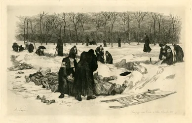 Entierro de muertos en la nieve