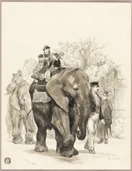 Elefante con jinetes en el Jardin des Plantes, París