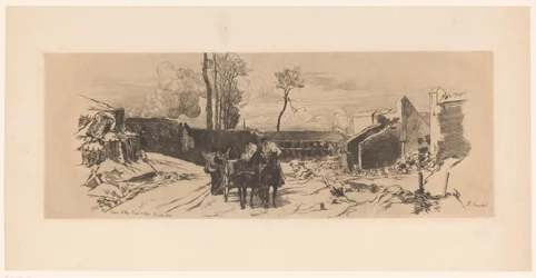 Soldados en un carro tirado por caballos durante la guerra franco-prusiana Baterie Millau, Route d