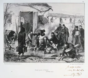 Puesto de guardia avanzada francesa en Créteil, Sitio de París, Guerra Franco-Prusiana, diciembre 1870