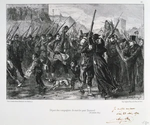 Soldados franceses partiendo hacia Buzenval, Sitio de París, Guerra Franco-Prusiana, 18 de enero de 1871 1872