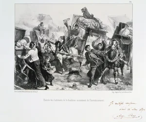 Residentes de los suburbios llegando a París antes de que los prusianos sitien la ciudad, 1870-1872