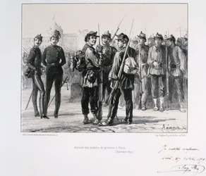 Tropas de las provincias llegando a París antes del sitio prusiano, septiembre de 1870