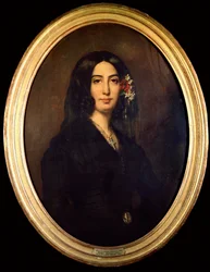 Retrato de George Sand (Aurore Dupin, Baronesa Dudevant) (1804-1876) en 1832. Pintura de Auguste Charpentier (1813-1880) París Museo Carnavalet
