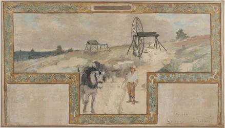 Boceto del salón de bodas del ayuntamiento de Arcueil-Cachan: Trabajo en la cantera