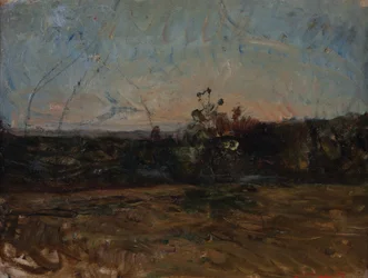 Paisaje del siglo XIX (Óleo sobre lienzo montado en madera)