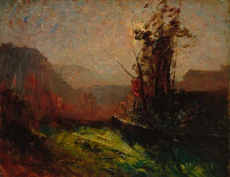 Crémieu, Vista desde Chaillonnette, c.1867-72 (óleo sobre tabla de madera)