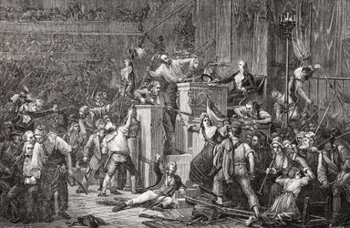 La cabeza de Feraud en el Tribunal, 20 de mayo de 1795, Año III, grabado por Jonnard de "Histoire de la Revolution Francaise" de Louis Blanc (1811-82) (grabado).
