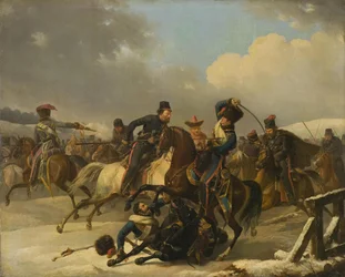Cosacos persiguiendo a soldados franceses en retirada, 1812, 1827