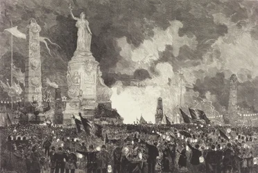 14 de julio. Iluminación de la Place de la République, 1883.