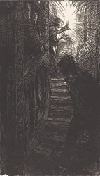 Escalera esculpida rue Boutebrie, publicada 1901