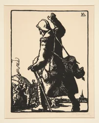 Soldado de permiso, de La guerra de 1914, primera serie, n.º 16