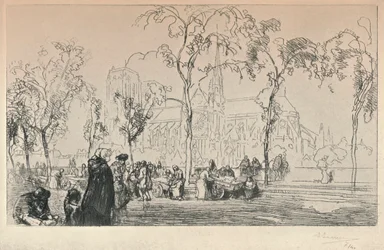 Notre Dame vista desde el Quai Montebello, 1915