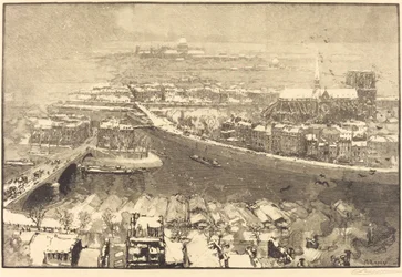 París bajo la nieve, vista desde St.-Gervais