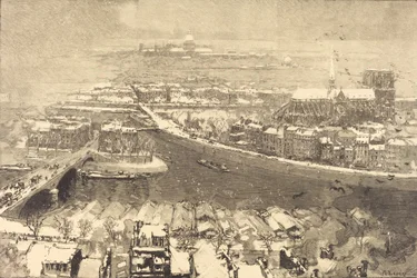 París bajo la nieve, vista desde St.-Gervais