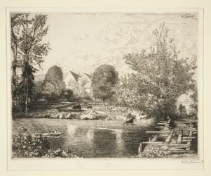 Vieille passerelle, bords du petit Morin (Pasarela antigua, Orillas del Pequeño Morin)