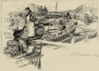 Escena en el muelle, posiblemente 1880s