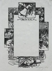 Almanaque de París, 1897: Borde Decorativo, Invierno, 1897