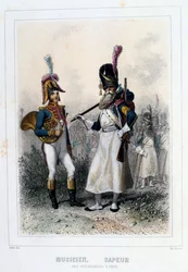 Músico y zapador de los Granaderos a Pie, 1859