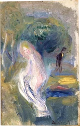Desnudo con figura en el fondo