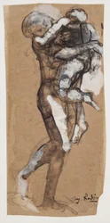 Mujer llevando a un niño