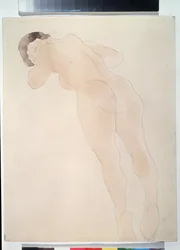 ""Nu"" (Desnuda) Mujer desnuda tendida. Acuarela de Auguste Rodin (1840-1917) 1900-1908 Museo Pushkin, Moscú