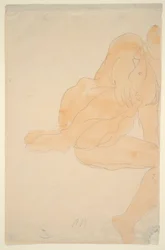 Sentado desnudo, rodilla levantada