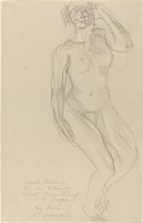 Desnudo Femenino Sentado Mirando al Frente